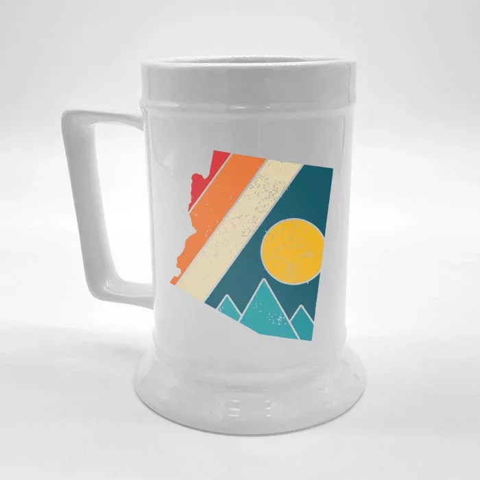 Arizona Vintage State Map Mountains Hiker Camping Pride Gift Front & Back Beer Stein