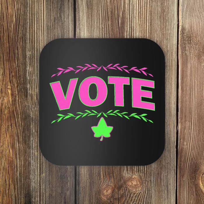 Aka Vote Sorority P.I.N.K. And Green Paraphernalia Voting Coaster