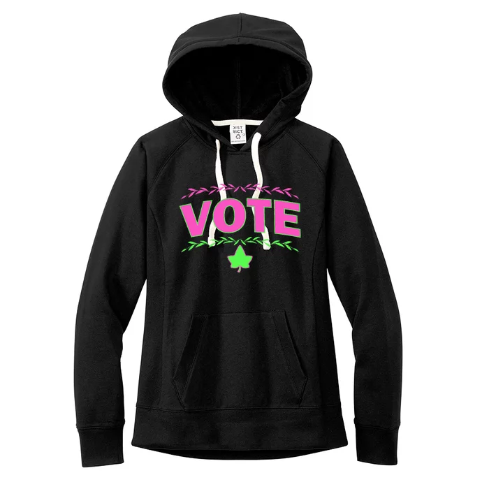 Aka Vote Sorority P.I.N.K. And Green Paraphernalia Voting Women's Fleece Hoodie