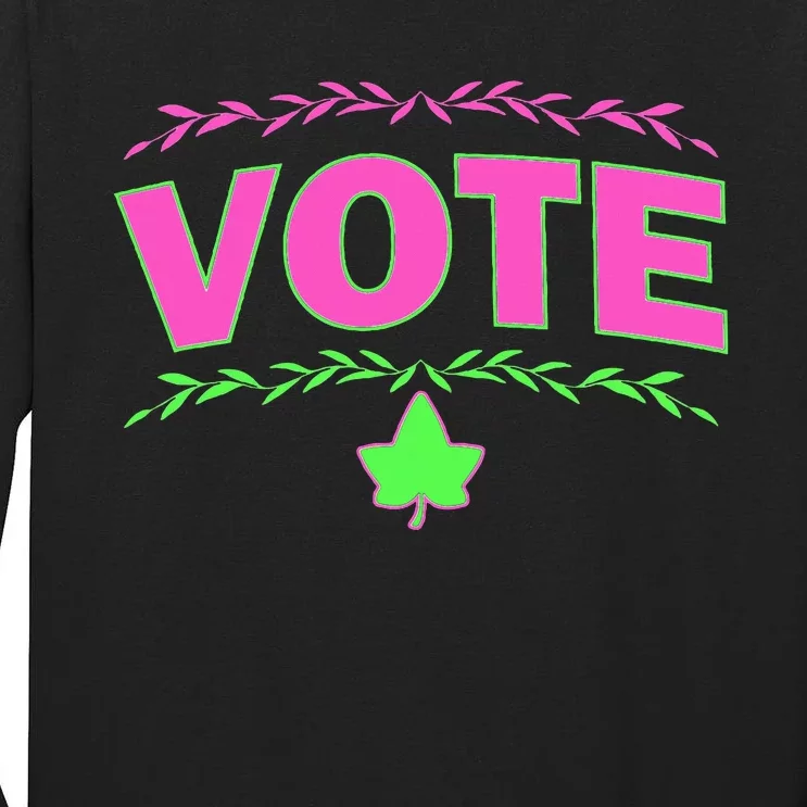 Aka Vote Sorority P.I.N.K. And Green Paraphernalia Voting Tall Long Sleeve T-Shirt