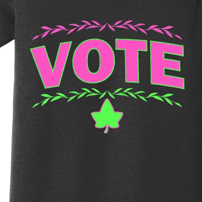 Aka Vote Sorority P.I.N.K. And Green Paraphernalia Voting Baby Bodysuit