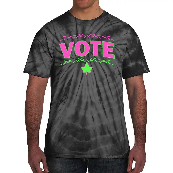 Aka Vote Sorority P.I.N.K. And Green Paraphernalia Voting Tie-Dye T-Shirt