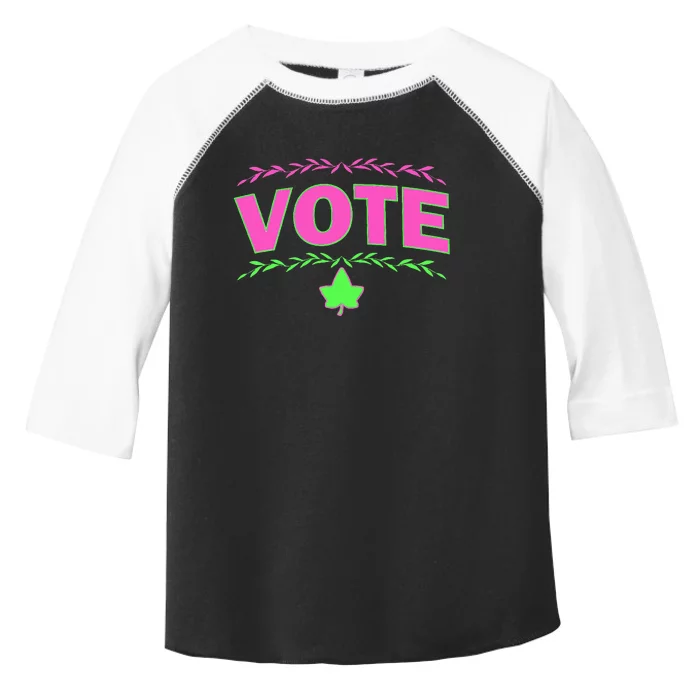 Aka Vote Sorority P.I.N.K. And Green Paraphernalia Voting Toddler Fine Jersey T-Shirt