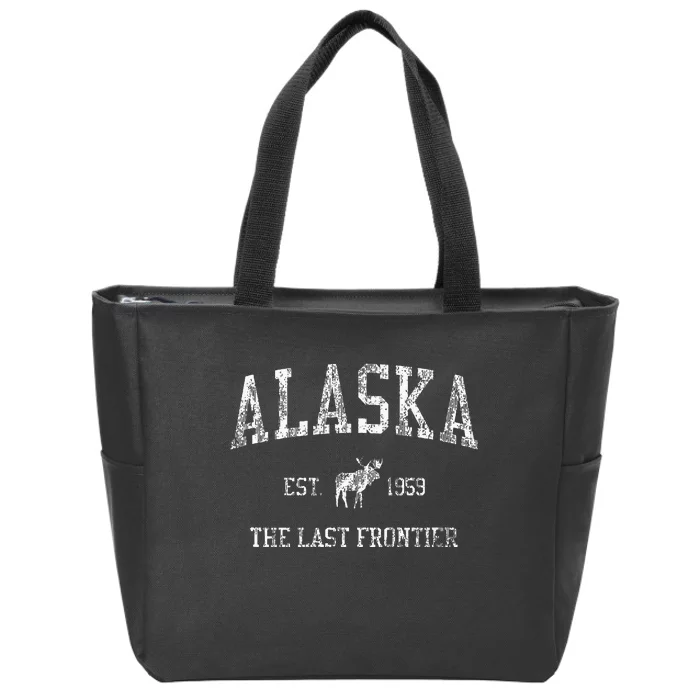 Alaska Vintage Sports Design Alaskan Zip Tote Bag