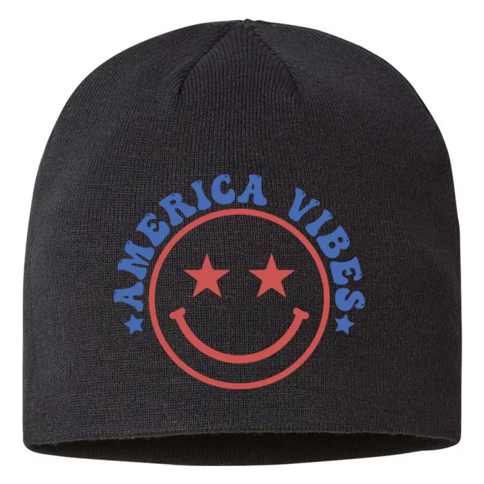 America Vibes Smiley 4th Of July 8 1/2in Sustainable Knit Beanie