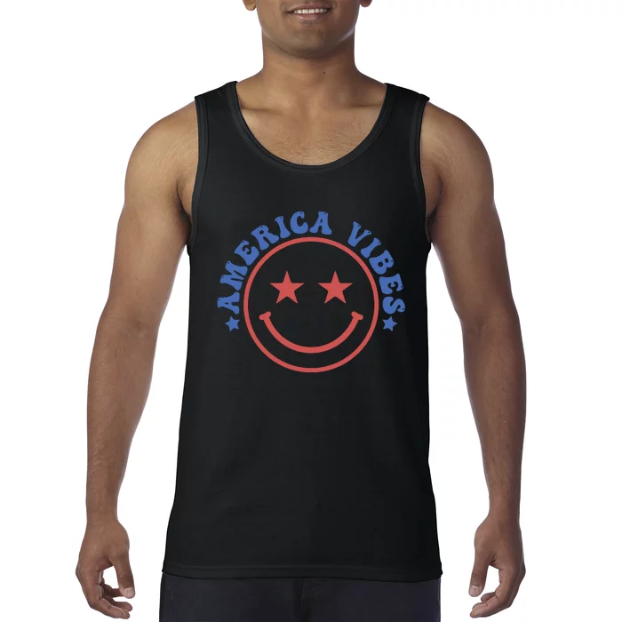 America Vibes Smiley 4th Of July Tank Top