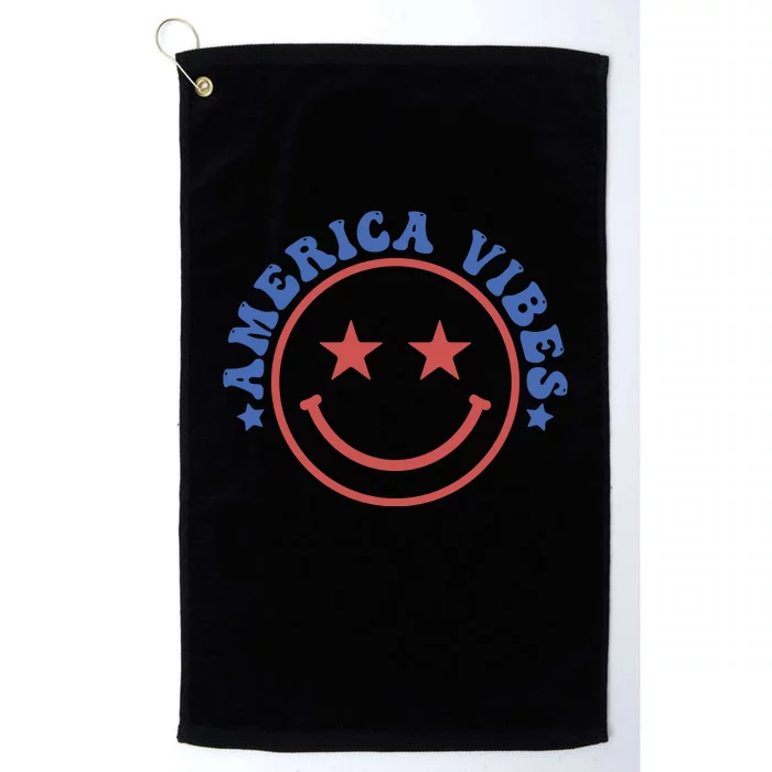 America Vibes Smiley 4th Of July Platinum Collection Golf Towel