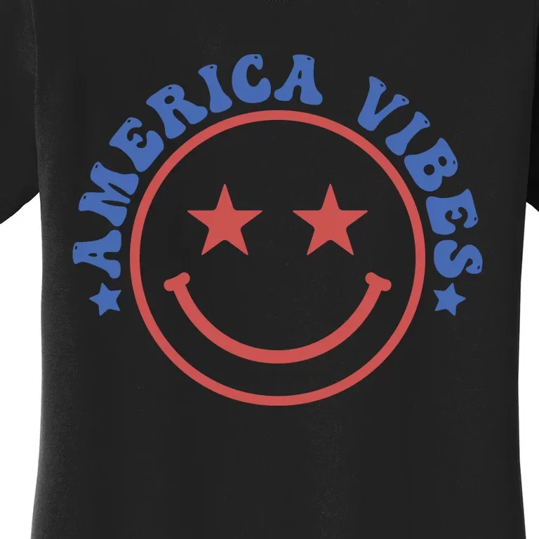 America Vibes Smiley 4th Of July Women's T-Shirt