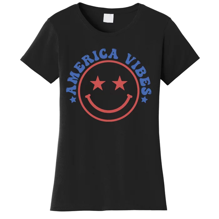 America Vibes Smiley 4th Of July Women's T-Shirt