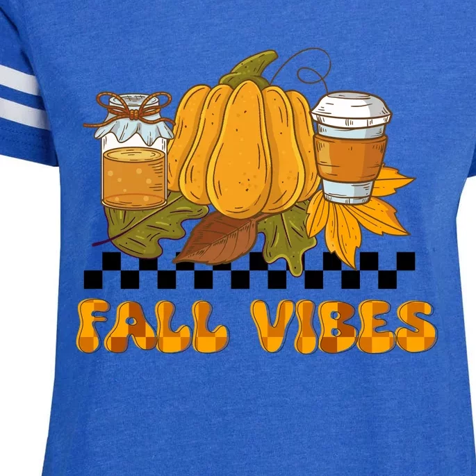 Autumn Vibes Seasonal Graphic Enza Ladies Jersey Football T-Shirt