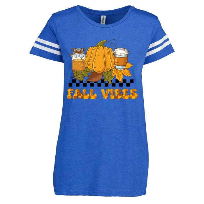 Autumn Vibes Seasonal Graphic Enza Ladies Jersey Football T-Shirt