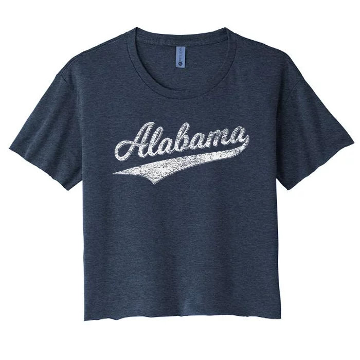 Alabama Varsity Script Classic Sports Jersey Style Women's Crop Top Tee