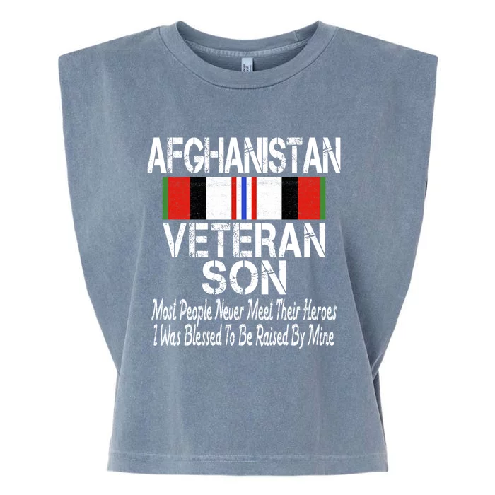 Afghanistan Veteran Son Gift Raised By My Hero Meaningful Gift Garment-Dyed Women's Muscle Tee