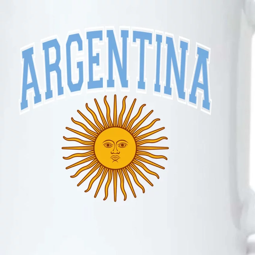 Argentina Varsity Style Sun Of May Light Blue Text Great Gift Black Color Changing Mug