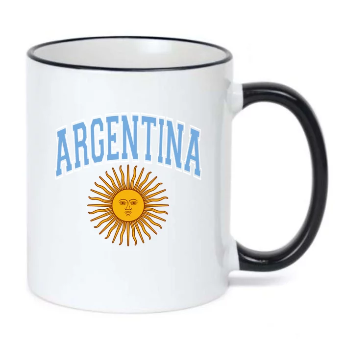 Argentina Varsity Style Sun Of May Light Blue Text Great Gift Black Color Changing Mug