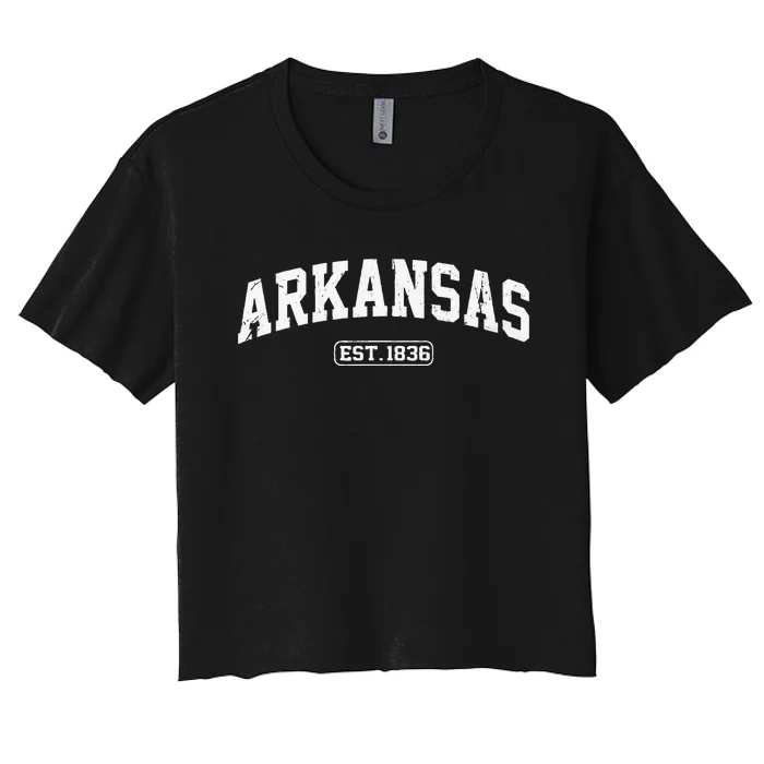 Arkansas Vintage State Athletic Style Women's Crop Top Tee