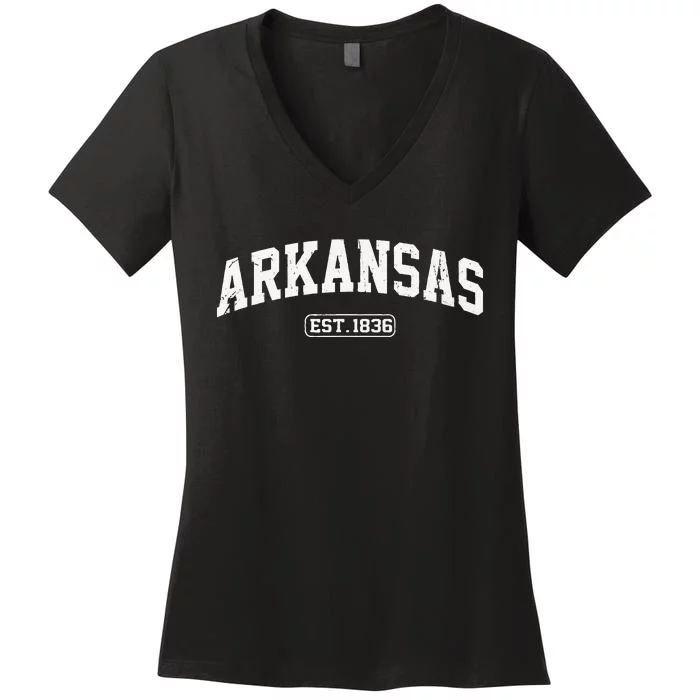 Arkansas Vintage State Athletic Style Women's V-Neck T-Shirt