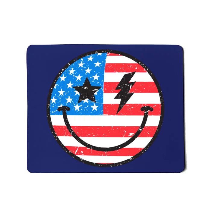 America Vibes Smiley Face American Flag 4th Of July USA Flag Mousepad