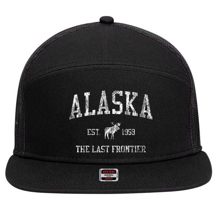 Alaska Vintage Sports Design Alaskan Moose 7 Panel Mesh Trucker Snapback Hat