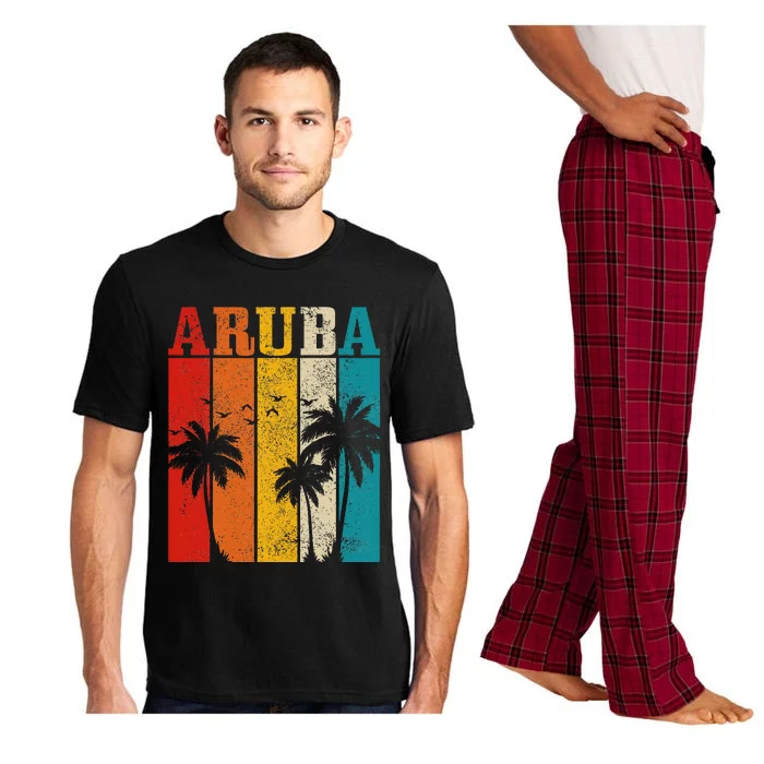 Aruba Vintage Surf Palm Trees Surfer Souvenir Pajama Set