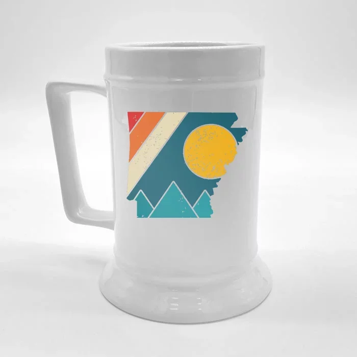 Arkansas Vintage State Map Mountains Hiking Pride Gift Front & Back Beer Stein