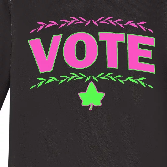 Aka Vote Sorority And Green Paraphernalia Voting Baby Long Sleeve Bodysuit