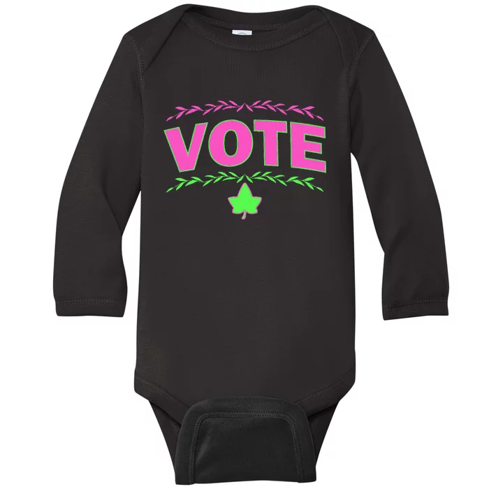 Aka Vote Sorority And Green Paraphernalia Voting Baby Long Sleeve Bodysuit