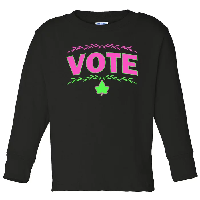 Aka Vote Sorority And Green Paraphernalia Voting Toddler Long Sleeve Shirt