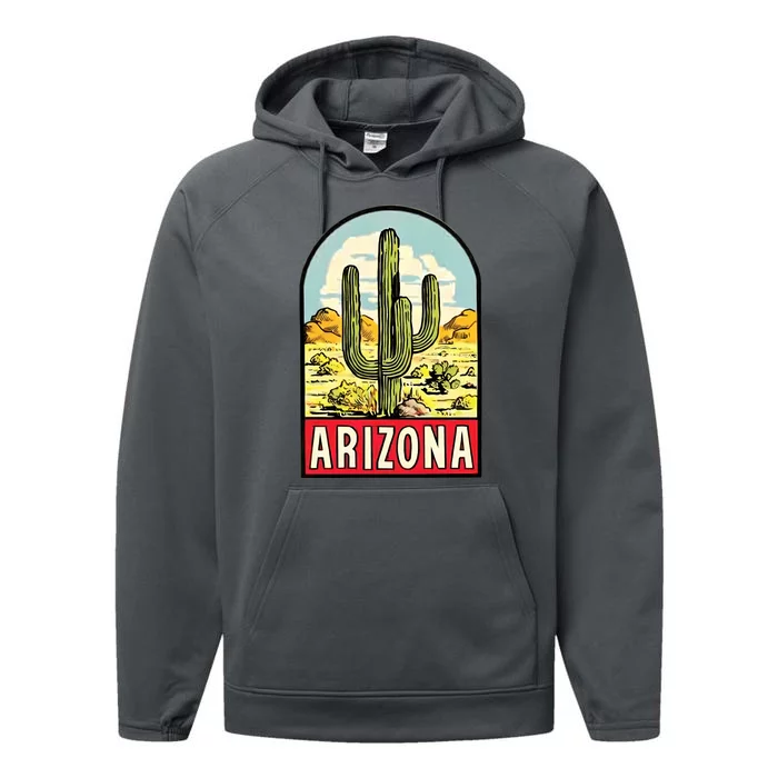 Arizona Vintage Travel Decal Performance Fleece Hoodie