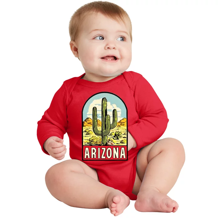 Arizona Vintage Travel Decal Baby Long Sleeve Bodysuit