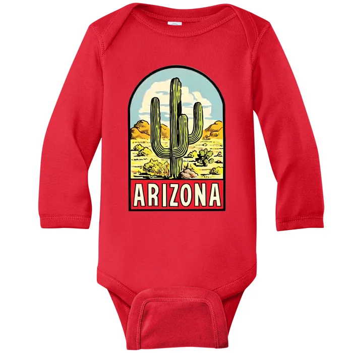 Arizona Vintage Travel Decal Baby Long Sleeve Bodysuit