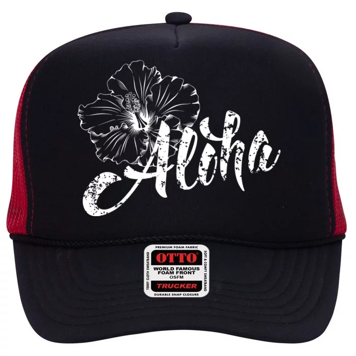 Aloha Vintage Tropical Hawaii High Crown Mesh Trucker Hat