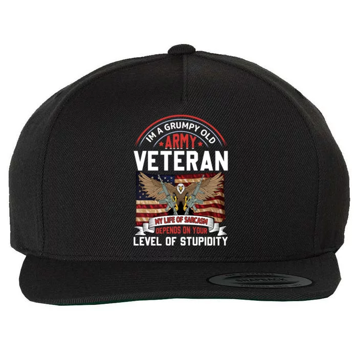 Army Veteran T Wool Snapback Cap