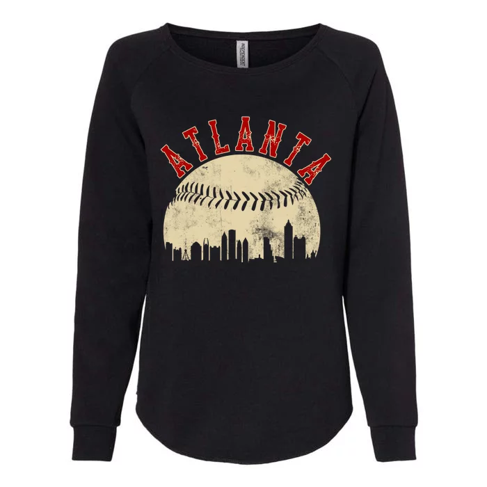 Atlanta Vintage Torn Old Classic Baseball Team Womens California Wash Sweatshirt