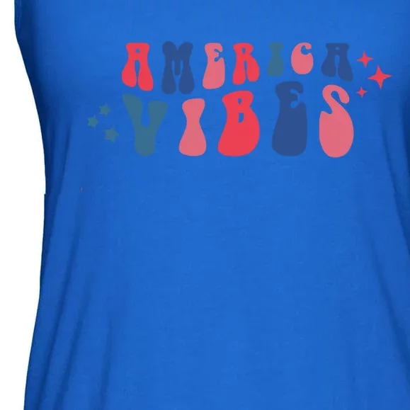 America Vibes The 4th Of July Retro Independence Day Great Gift Ladies Essential Flowy Tank