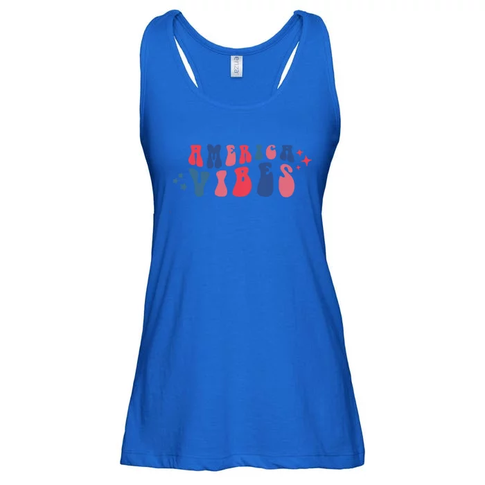 America Vibes The 4th Of July Retro Independence Day Great Gift Ladies Essential Flowy Tank