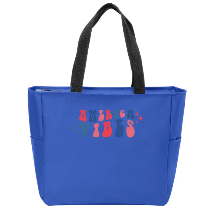 America Vibes The 4th Of July Retro Independence Day Great Gift Zip Tote Bag