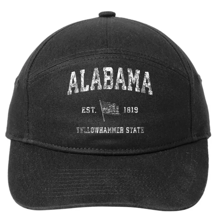 Alabama Vintage Us Flag Sports Design 7-Panel Snapback Hat