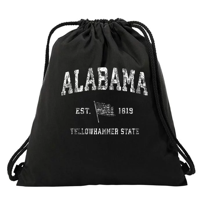 Alabama Vintage Us Flag Sports Design Drawstring Bag