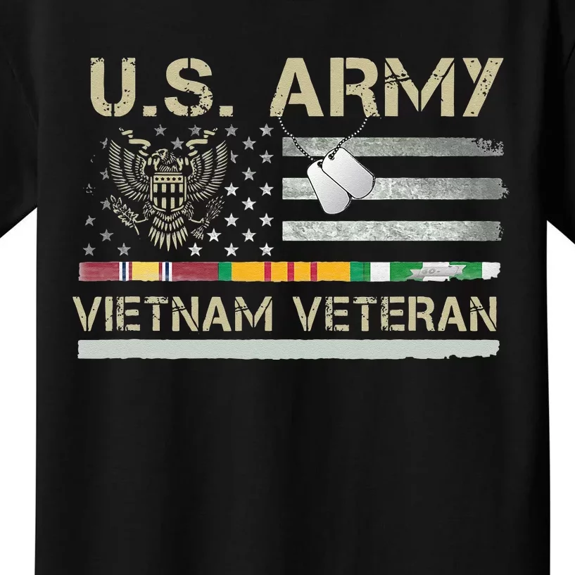 Army Vietnam Veteran USA Flag Veteran Vietnam Army Kids T-Shirt