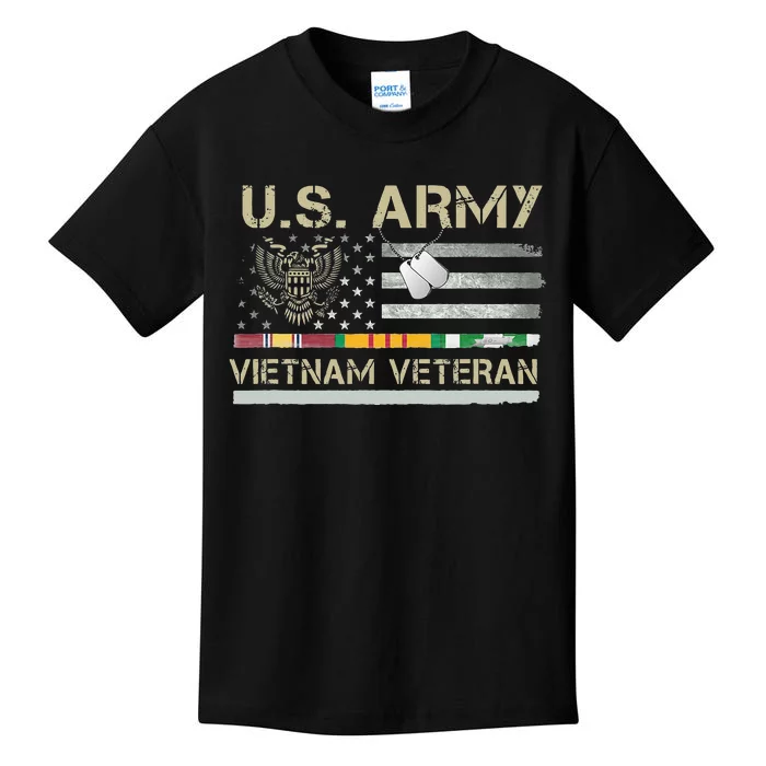 Army Vietnam Veteran USA Flag Veteran Vietnam Army Kids T-Shirt