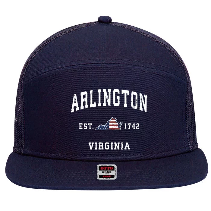 Arlington Virginia Va Vintage American Flag Sports Design 7 Panel Mesh Trucker Snapback Hat