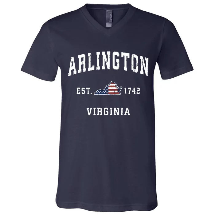 Arlington Virginia Va Vintage American Flag Sports Design V-Neck T-Shirt