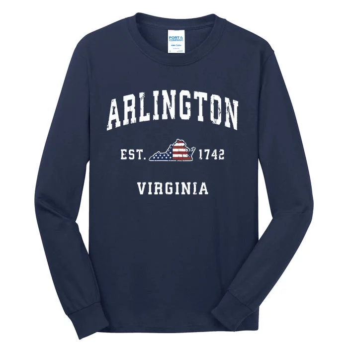 Arlington Virginia Va Vintage American Flag Sports Design Tall Long Sleeve T-Shirt