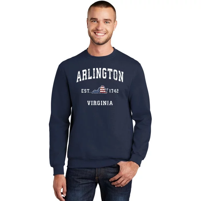 Arlington Virginia Va Vintage American Flag Sports Design Tall Sweatshirt