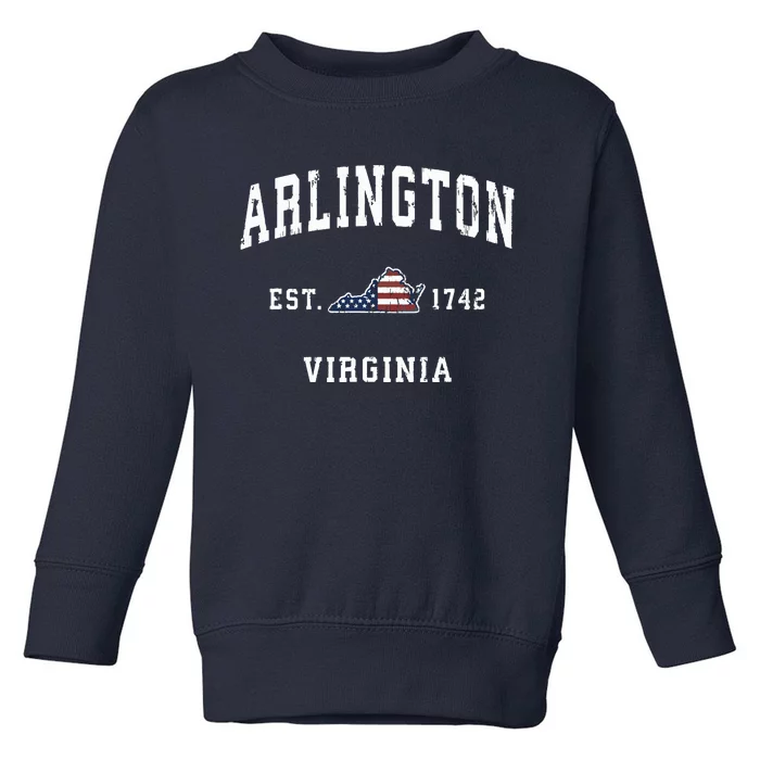 Arlington Virginia Va Vintage American Flag Sports Design Toddler Sweatshirt