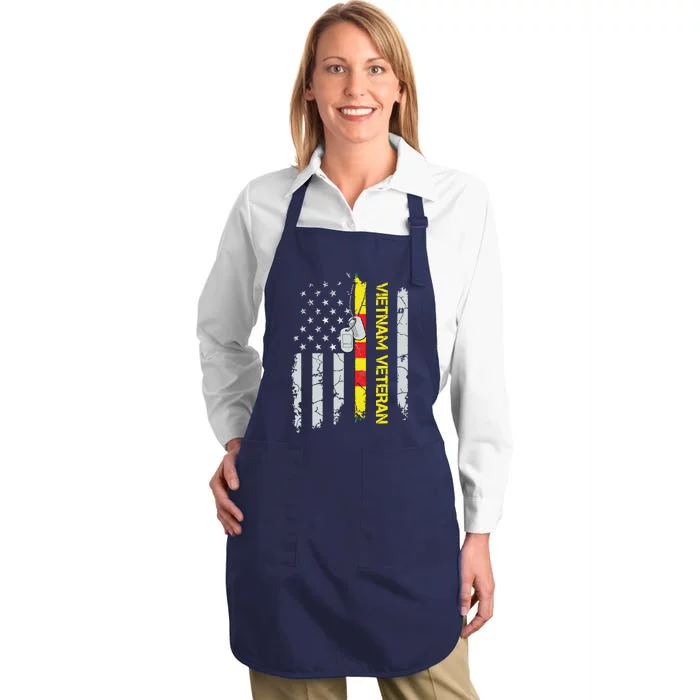 Army Vietnam Veteran Usa Flag Veteran Vietnam Army Full-Length Apron With Pocket