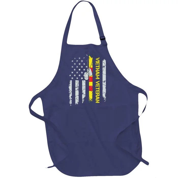 Army Vietnam Veteran Usa Flag Veteran Vietnam Army Full-Length Apron With Pocket