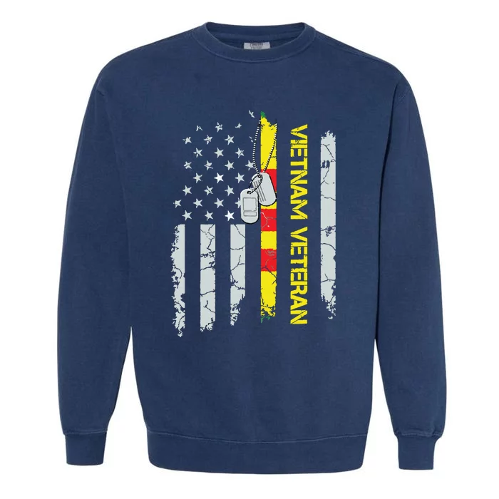 Army Vietnam Veteran Usa Flag Veteran Vietnam Army Garment-Dyed Sweatshirt