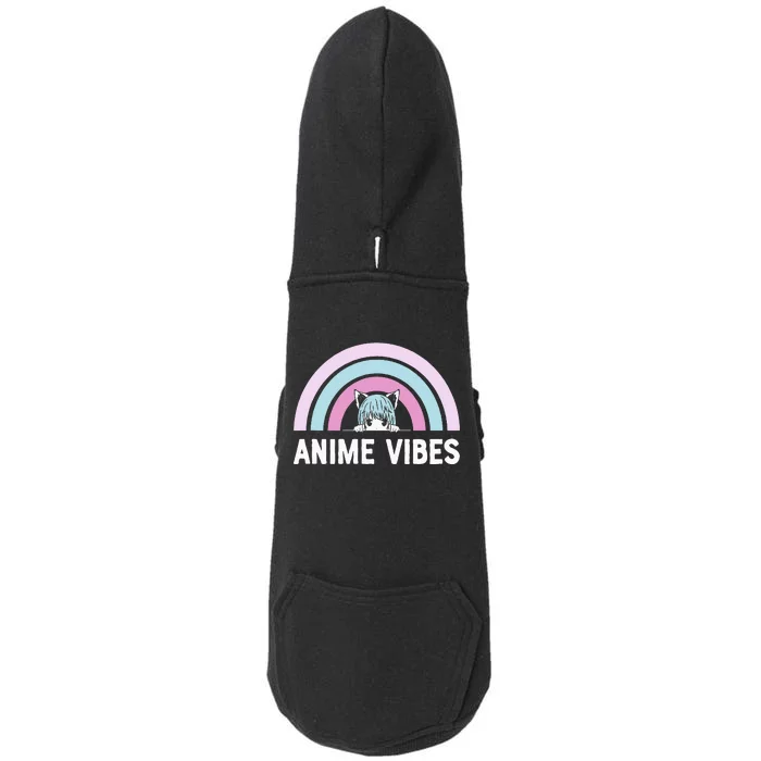 Anime Vibes Vintage Rainbow With Anime Girl Doggie 3-End Fleece Hoodie